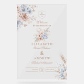 Blush Pink und Blue Watercolor Blumenzehen Acrylschild (Vorderseite)