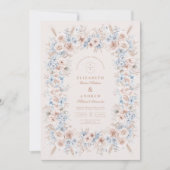 Blush Pink und Blue Watercolor Blumenzehen Einladung (Vorderseite)