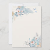 Blush Pink und Boho Blue Butterfly Girl Taufe Einladung (Rückseite)