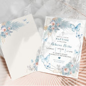 Blush Pink und Boho Blue Butterfly Girl Taufe Einladung