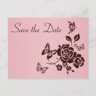 Blush Pink und Brown Floral Save the Date Card Ankündigungspostkarte
