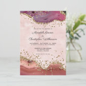 Blush Pink und Burgund Agate Wedding Einladung (Stehend Vorderseite)