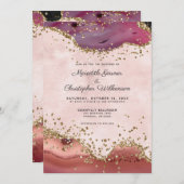 Blush Pink und Burgund Agate Wedding Einladung (Vorne/Hinten)