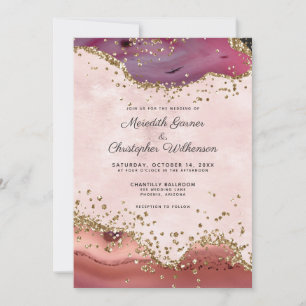 Blush Pink und Burgund Agate Wedding Einladung