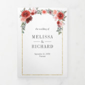 Blush Pink und Burgund Bloral Alles in einer Hochz Dreifach Gefaltete Einladung (Cover)