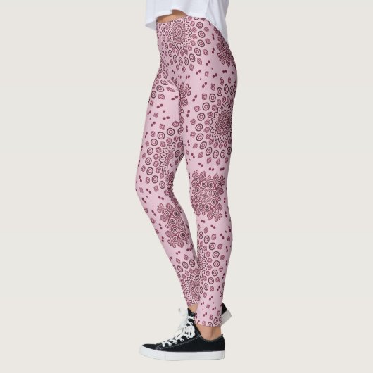Blush Pink und Burgund Mandala Muster Leggings (Links)