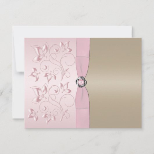 Blush Pink und Champagne Floral RSVP Card (Vorderseite)
