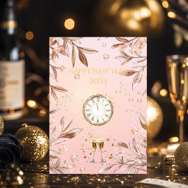 Blush Pink und Champagner Gold Silvester Einladung