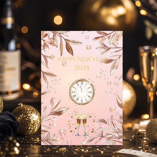 Blush Pink und Champagner Gold Silvester Einladung