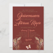 Blush Pink und Crimson Boho Quinceanera Einladung (Rückseite)