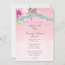 Blush Pink und Dusty Blue Magnolia Wedding2 Einladung