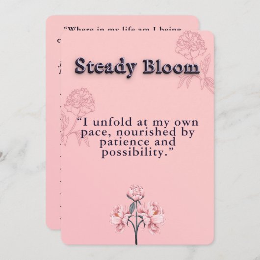 Blush Pink und Dusty Rose Peony Bloom Affirmation Mitteilungskarte (Vorne/Hinten)