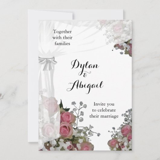 Blush Pink und Dusty Sage Green Wedding Einladung (Vorderseite)