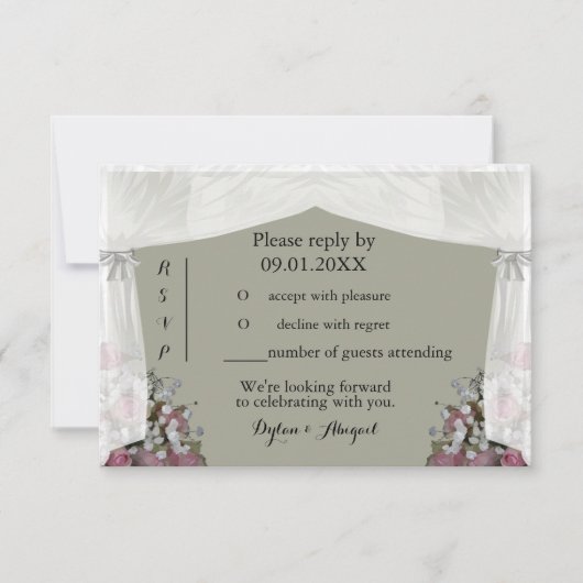 Blush Pink und Dusty Sage Wedding RSVP Einladung (Vorderseite)