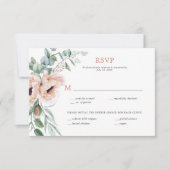 Blush Pink und Elfenbein, Eukalyptus, Grüne RSVP Karte (Vorderseite)