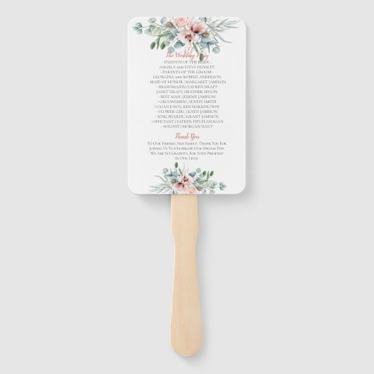Blush Pink und Elfenbein Poppy Peony Floral Progra Fächer (Rückseite)