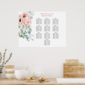 Blush Pink und Elfenbeinpolster-Peonies-Sitzplan Poster (Küche)