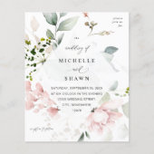 Blush Pink und Eukalyptus Floral Wedding Flyer (Vorne)