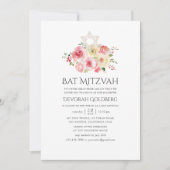 Blush Pink und Gelb Floral Bat Mitzvah Einladung (Vorderseite)