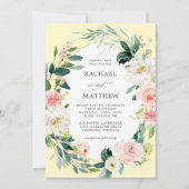 Blush Pink und Gelbe Wasserfarbe Blumenzehen Einladung (Vorderseite)