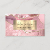 Blush Pink und Gold Agate Business Card Visitenkarte (Vorderseite)