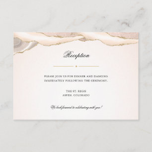 Blush Pink und Gold Agate Hochzeitsempfang Begleitkarte