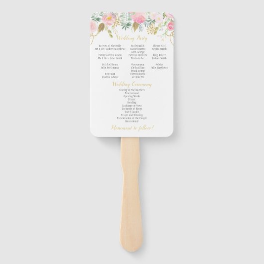 Blush Pink und Gold Aquarellfarben Fans des Blumen Fächer (Rückseite)