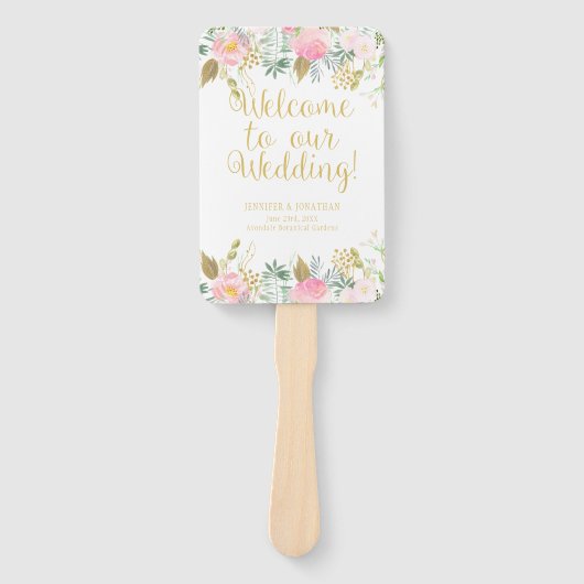 Blush Pink und Gold Aquarellfarben Fans des Blumen Fächer (Vorderseite)