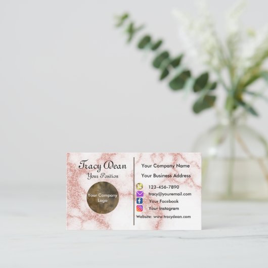 Blush Pink und Gold Beruflich Visitenkarte (Stehend Vorderseite)