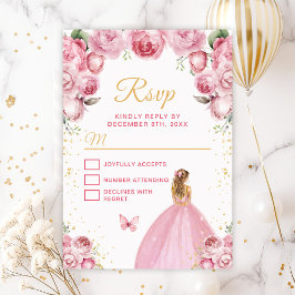 Blush Pink und Gold Blonde Haarprinzessin RSVP Karte