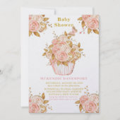 Blush Pink und Gold Blumenkupcake Babydusche Einladung (Vorderseite)