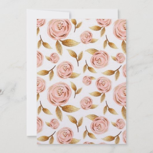 Blush Pink und Gold Blumenkupcake Babydusche Einladung (Rückseite)