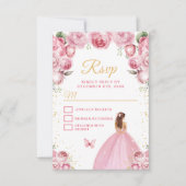 Blush Pink und Gold Brown Haarprinzess RSVP Karte (Vorderseite)