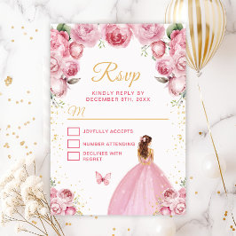 Blush Pink und Gold Brown Haarprinzess RSVP Karte