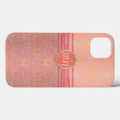 Blush Pink und Gold Damask Custom Monogram Muster Case-Mate iPhone Hülle (Rückseite (Horizontal))