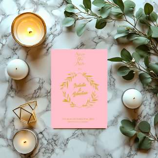 Blush Pink und Gold Diamond Save the Date Hochzeit Einladung