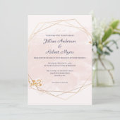 Blush Pink und Gold Einladung zur Hochzeit (Stehend Vorderseite)