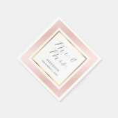 Blush Pink und Gold Elegante Moderne Skripthochzei Serviette (Ecke)