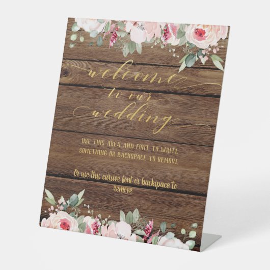 Blush Pink und Gold Extravaganter Schriftart Kalli Sockelschild (Vorderseite)