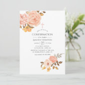 Blush Pink und Gold Floral Bestätigung Einladung (Stehend Vorderseite)