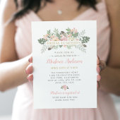 Blush Pink und Gold Floral Boho Bridal Luncheon Einladung