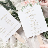 Blush Pink und Gold Floral Boho Hochzeitsprogramm Fächer