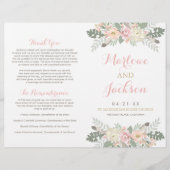 Blush Pink und Gold Floral Boho Hochzeitsprogramme (Vorderseite)