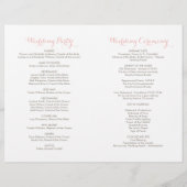 Blush Pink und Gold Floral Boho Hochzeitsprogramme (Rückseite)