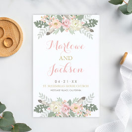 Blush Pink und Gold Floral Boho Hochzeitsprogramme
