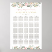 Blush Pink und Gold Floral Boho Hochzeitssitze Poster (Vorne)