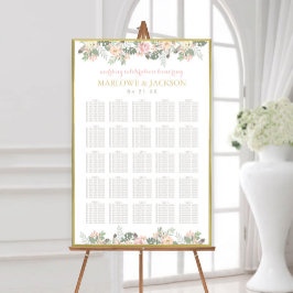 Blush Pink und Gold Floral Boho Hochzeitssitze Poster