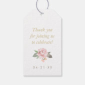 Blush Pink und Gold Floral Boho Wedgram Geschenkanhänger (Rückseite)