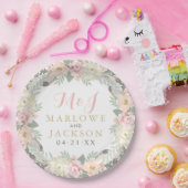 Blush Pink und Gold Floral Boho Wedgram Pappteller (Party)