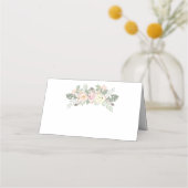 Blush Pink und Gold Floral Boho Wedgram Platzkarte (Vorderseite)